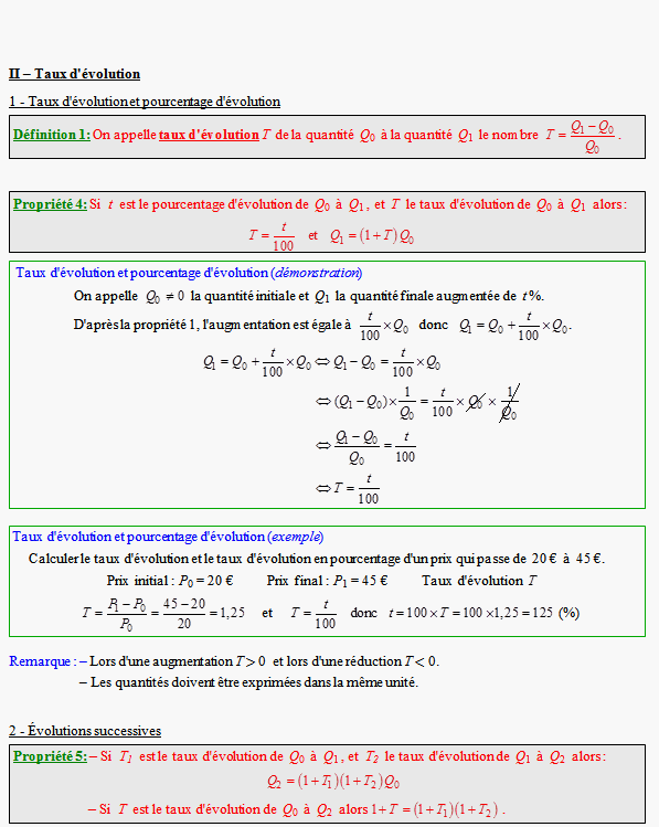 Cours Sur Les Pourcentages Et Taux D Evolution En Premiere Es