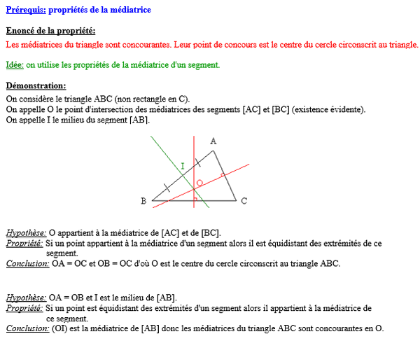 Démonstration : Les médiatrices du triangle sont concourantes