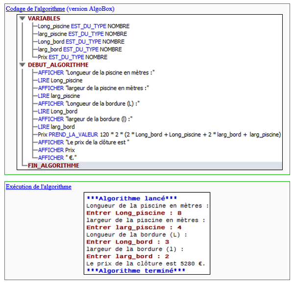 Corrigé Algobox : Prix de la clôture