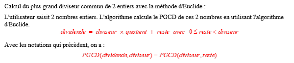 exercice algobox sur PGCD