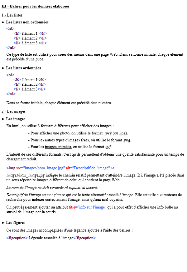 Cours html 5 : listes et images