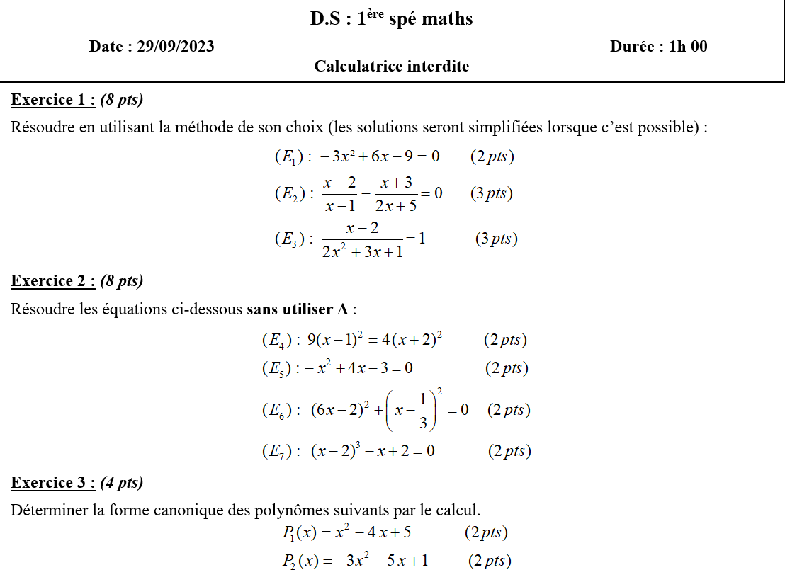 Le second degré