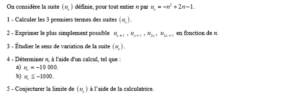 exercice sur Etude d'une suite polynôme