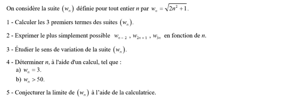 exercice sur Etude d'une suite avec une racine carrée