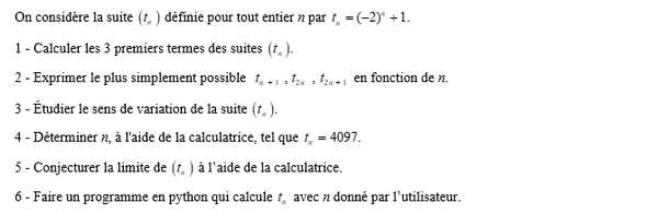 exercice sur Etude d'une suite avec exposant n