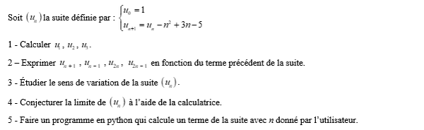 exercice sur Etude d'une suite récurrente avec un polynôme