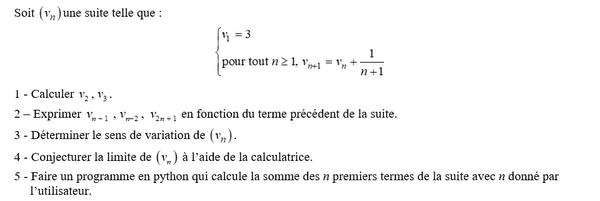 exercice sur Etude d'une suite récurrente avec une fraction