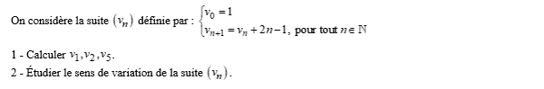 exercice sur Sens de variation d'une suite récurrente