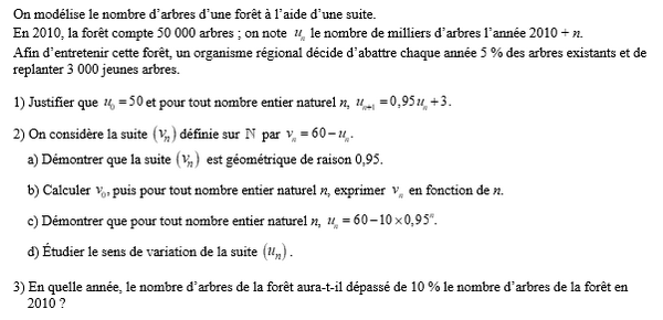 exercice sur Etude d'une suite arithmético-géométrique