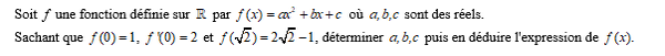 exercice sur Trouver l'expression d'une fonction