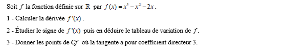 exercice sur Variations d'un polynôme de degré 3