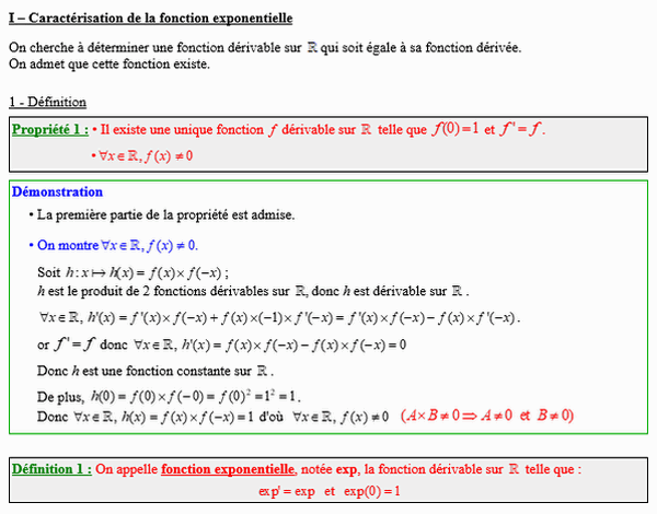 Maths première - La fonction exponentielle