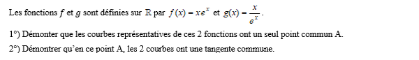 exercice sur Tangente commune à 2 courbes