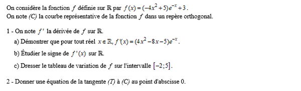 exercice sur Avec une fonction composée