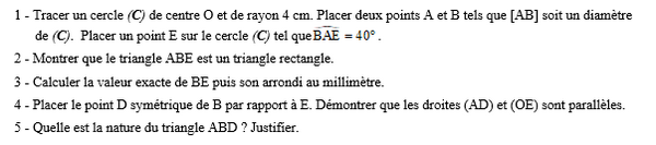 exercice sur Trigonométrie dans cercle et triangle