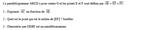 exercice sur Vecteurs et parallélogramme