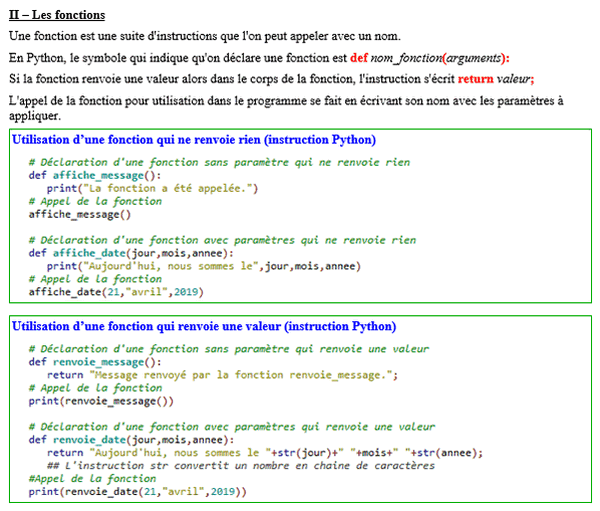 Maths première - Python 3 - Instructions avancées : les fonctions