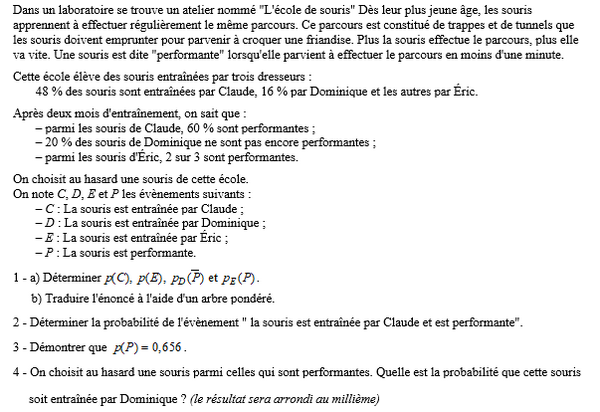 exercice sur Formule des probabilités totales