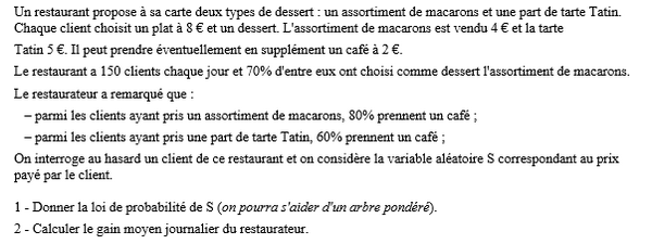 exercice sur Avec un arbre pondéré