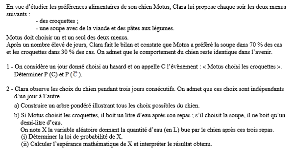 exercice sur Arbre et loi de probabilité