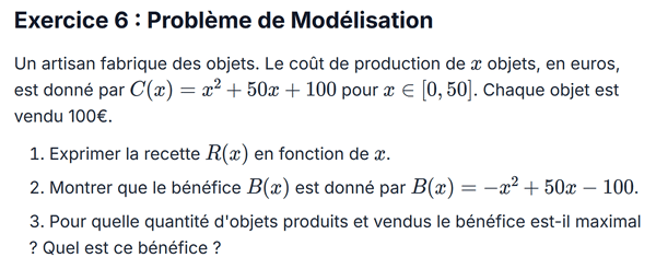 exercice sur Problème de Modélisation