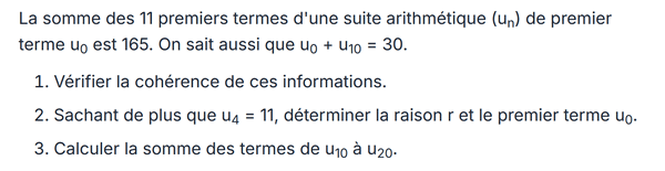exercice sur Somme et termes