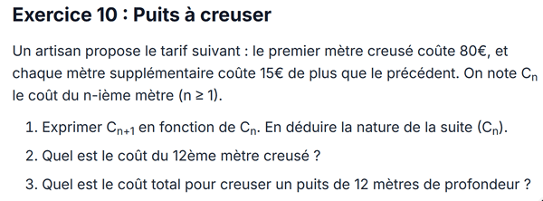 exercice sur Puits à creuser