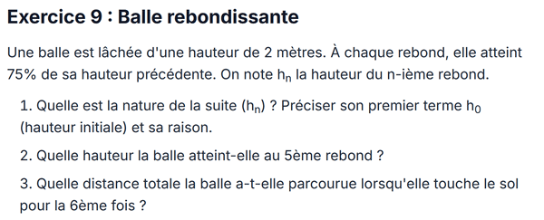 exercice sur Balle rebondissante