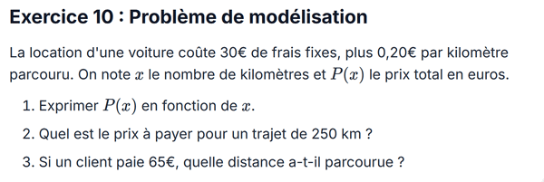 exercice sur Problème de modélisation