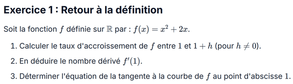 exercice sur Retour à la définition