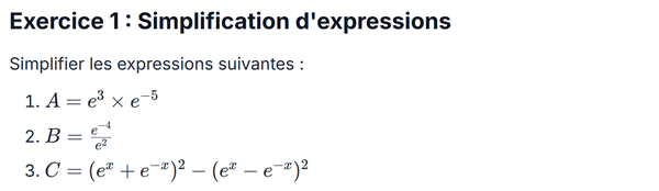 exercice sur Simplification d'expressions
