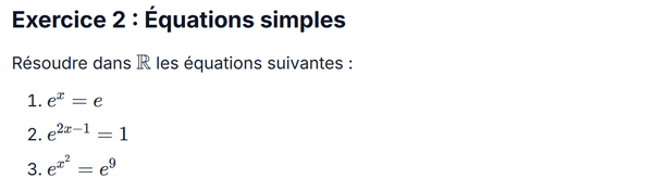 exercice sur Équations simples