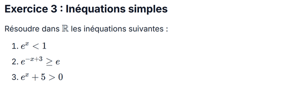 exercice sur Inéquations simples