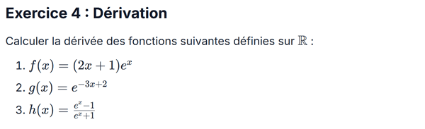 exercice sur Dérivation
