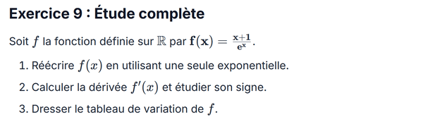 exercice sur Étude complète