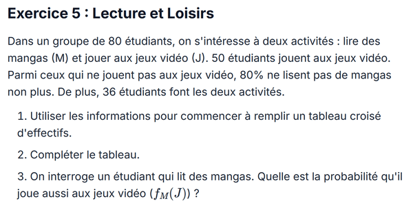 exercice sur Contrôle Qualité