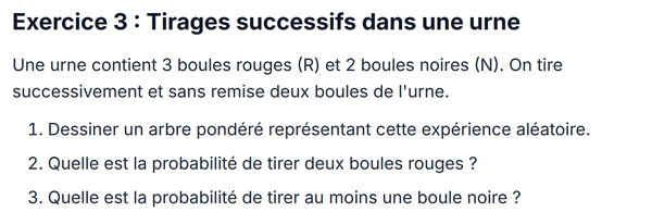 exercice sur Tirages successifs dans une urne