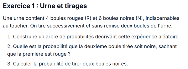 exercice sur Urne et tirages