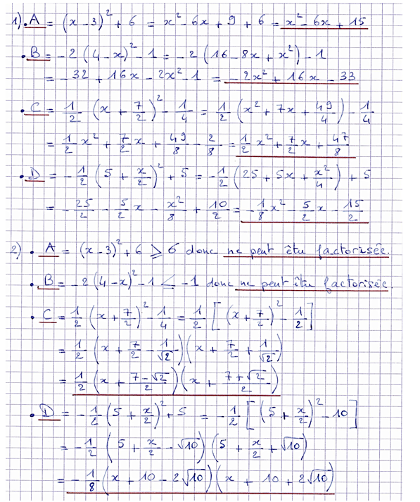 Corrigé exercice 1
