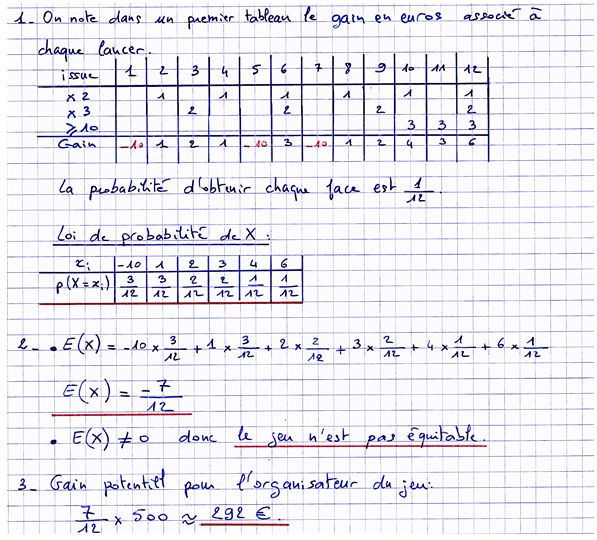 Corrigé exercice 1