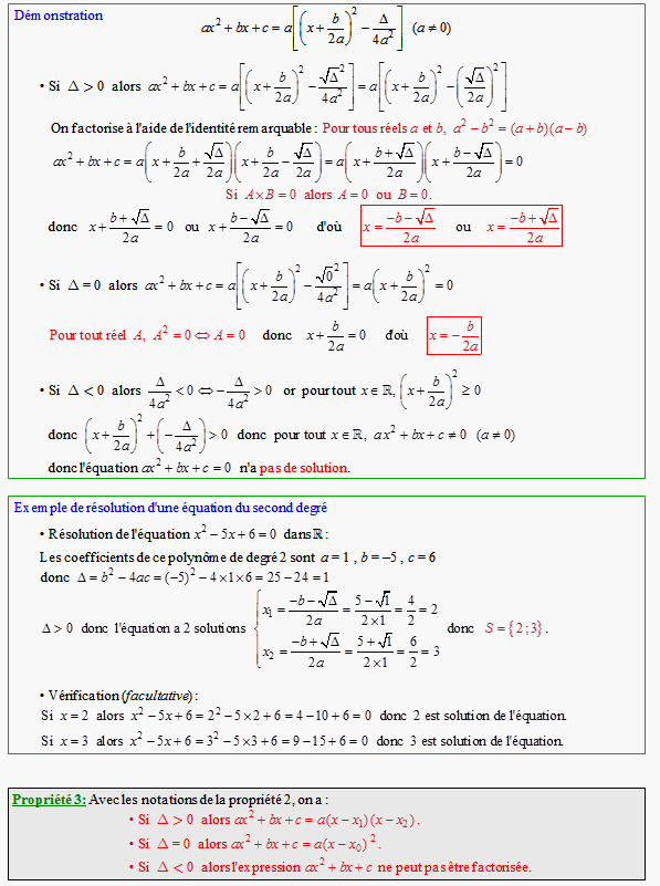 Cours sur le second degré - première ES - page 2