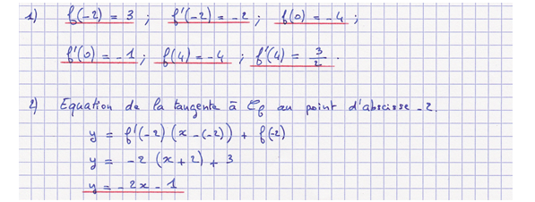 Corrigé exercice 3 sur la dérivation