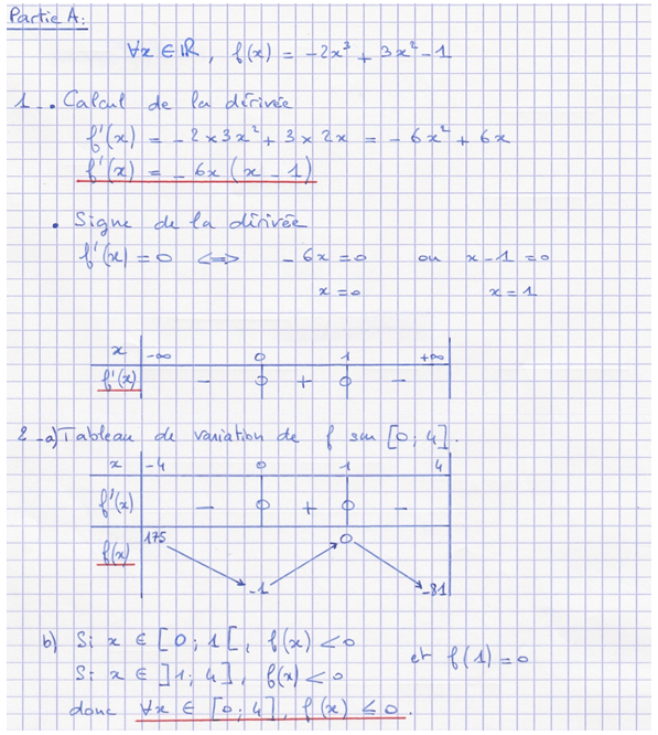 Corrigé exercice 9 sur la dérivation