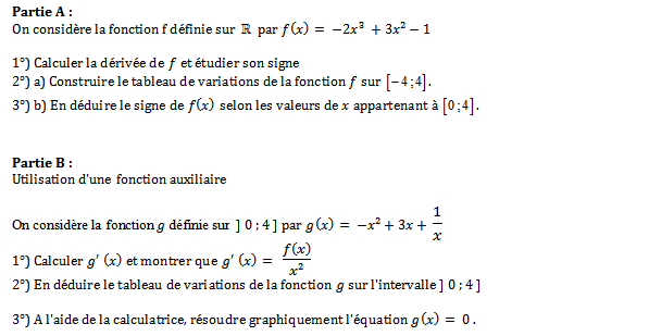 Exercice sur la dérivation