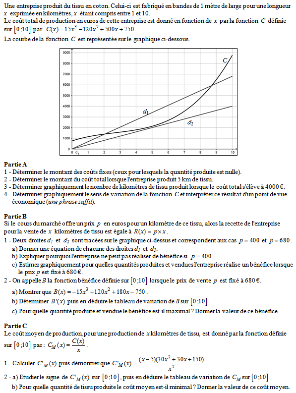 Exercice sur la dérivation