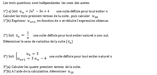 Exercice sur les suites numériques