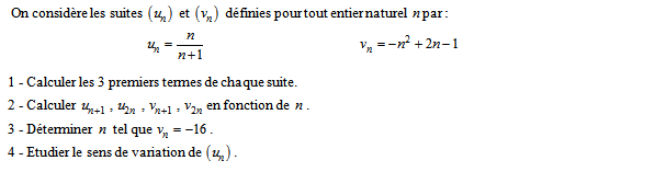Exercice sur les suites numériques