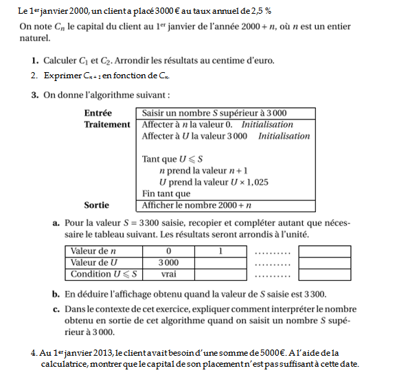 Exercice sur les suites numériques