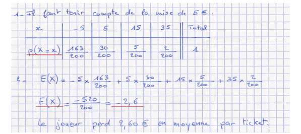 Corrigé exercice 1 sur les variables aléatoires