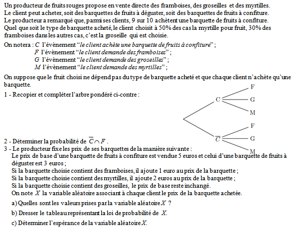 Exercice sur les variables aléatoires